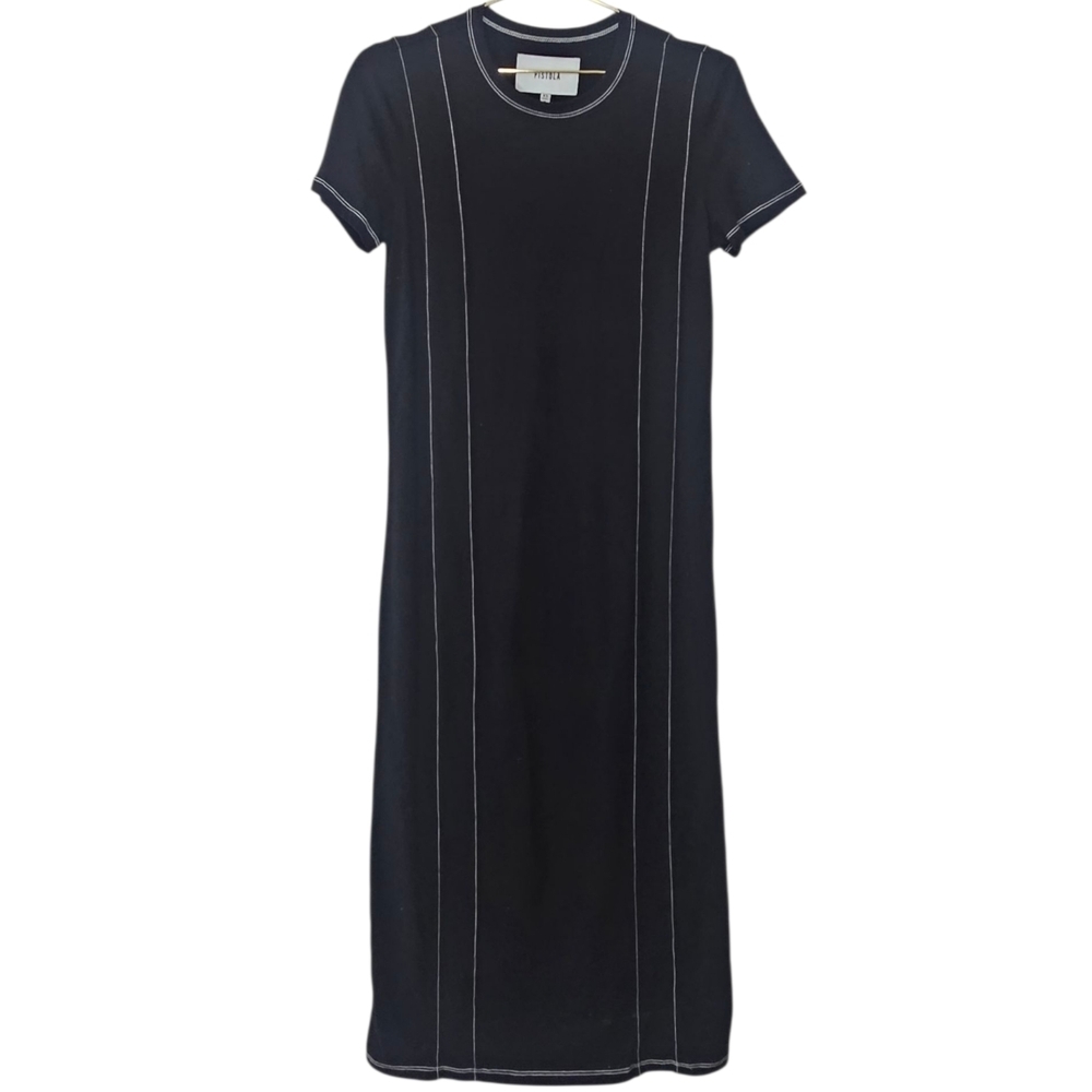 PISTOLA Womens XS T Shirt Dress Black 100% Cotton Short‎ Sleeve